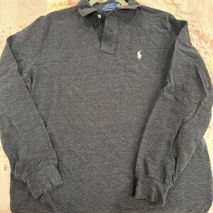 Ralph Lauren Men's Charcoal Long Sleeve Polo Shirt